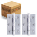 Door Hinges Grade 7 Stainless Steel Washered - 76x50.8x2mm - Polished Stainless - Case of 40 Pairs