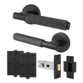 Dinis Matt Black Lever on Rose Door Handle Pack - 76mm Latch