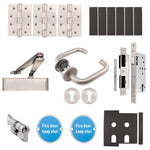 Fire Door Kit - HMO Apartment Entrance Kit - Heavy Duty - Master Keyed - Satin Stainless Steel - tradefit - 1