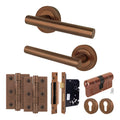 Olbia Bronze Lever on Rose Door Handle Kit - 80mm Euro Sashlock and Thumbturn Cylinder - Keyed to Differ