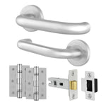 Return to Door Lever on Rose Stainless Steel Door Handle Kit - Medium Duty - 76mm Latch - tradefit - 1