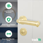 Claro Satin Brass Lever on Rose Door Handle Kit - 64mm Bathroom Lock - tradefit - 2