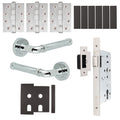 Santana Polished Chrome Lever on Rose Door Handle Kit - Heavy Duty FD30/60 - DIN Latch