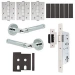 Santana Polished Chrome Lever on Rose Door Handle Kit - Heavy Duty FD30/60 - DIN Latch - tradefit - 1