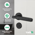 Dinis Matt Black Lever on Rose Door Handle Pack - 64mm Bathroom Lock - tradefit - 4