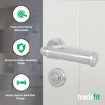 Claro Satin Nickel Lever on Rose Door Handle Kit - 64mm Bathroom Lock - tradefit - 2