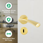 Nola Satin Brass Lever on Rose Door Handle Kit - Standard Duty FD30/60 - 80mm Sashlock - tradefit - 5