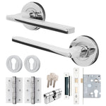Euroda Polished Chrome Lever on Rose Door Handle Pack - Euro Lock & Cylinder - tradefit - 1