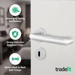 Return to Door Lever on Rose Aluminium Door Handle Kit - Medium Duty - 64mm Sashlock - 4