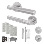 Dumont Satin Nickel Lever on Rose Door Handle Kit - Heavy Duty FD30/60 - DIN Bathroom Lock - tradefit - 1
