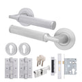 Mode-Grip Satin Chrome Lever on Rose Door Handle Pack - Euro Lock & Thumbturn Cylinder