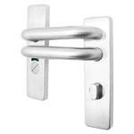 Round Bar 19mm Safety Return To Door Lever Bathroom Pack - 175 x 44mm - 66mm Lock x 75mm Hinges - Satin Stainless - tradefit - 2