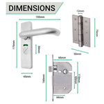 Round Bar 19mm Safety Return To Door Lever Bathroom Pack - 175 x 44mm - 66mm Lock x 75mm Hinges - Satin Stainless - tradefit - 4
