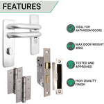 Round Bar 19mm Safety Return To Door Lever Bathroom Pack - 175 x 44mm - 66mm Lock x 75mm Hinges - Satin Stainless - tradefit - 3
