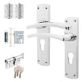 Euroda-Plus Polished Chrome Door Handle Pack - 3 Lever Lock & Thumbturn Cylinder