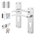 Euroda - Plus Polished Chrome Door Handle Pack - 3 Lever Lock & Thumbturn Cylinder - tradefit - 1