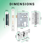 Euroda - Plus Polished Chrome Door Handle Pack - 3 Lever Lock & Thumbturn Cylinder - tradefit - 5