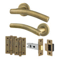 Arched Antique Brass Lever on Rose Door Handle Pack - 64mm Latch