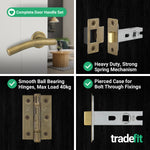 Arched Antique Brass Lever on Rose Door Handle Pack - 64mm Latch - tradefit - 5