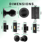 Tudor Black Iron Mortice/Rim Door Knob Kit - 76mm Bathroom Deadbolt & Latch - 76mm Hinges - tradefit - 3