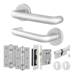 Return to Door Lever on Rose Aluminium Door Handle Kit - Medium Duty - 80mm Euro Sashlock and Thumbturn Cylinder - Keyed Alike - tradefit