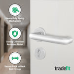 Return to Door Lever on Rose Aluminium Door Handle Kit - Medium Duty - 80mm Euro Sashlock and Thumbturn Cylinder - Keyed to Differ - tradefit - 4