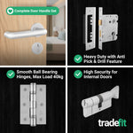 Return to Door Lever on Rose Aluminium Door Handle Kit - Medium Duty - 80mm Euro Sashlock and Thumbturn Cylinder - Keyed Alike - tradefit - 5