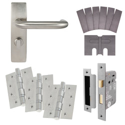 Satin Stainless Return to Door Handle Fire Door Pack - Bathroom - FD30/60 - tradefit