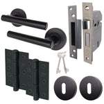 Olbia Matt Black Lever on Rose Door Handle Pack – BS3621 5 Lever Sashlock - tradefit - 1
