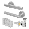 Aurora Satin Nickel Lever on Rose Door Handle Kit - Medium Duty FD30/60 - 76mm Latch