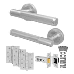 Aurora Satin Nickel Lever on Rose Door Handle Kit - Medium Duty FD30/60 - 76mm Latch - 1