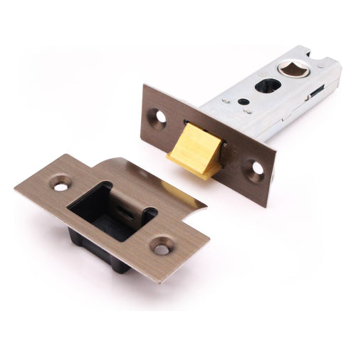 3 inch/76mm Tubular Latch Fire Rated Bolt Through - 57mm Backset - Antique Brass - tradefit