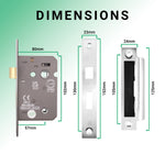 Mortice Fire Rated Bathroom Lock - 80mm Case Size - 57mm Backset - Polished Chrome - tradefit - 4