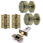 Temara Antique Brass Mortice Door Knob Kit - 76mm Latch - tradefit - 1