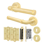Santana Satin Brass Lever on Rose Door Handle Kit - Sashlock - tradefit - 1