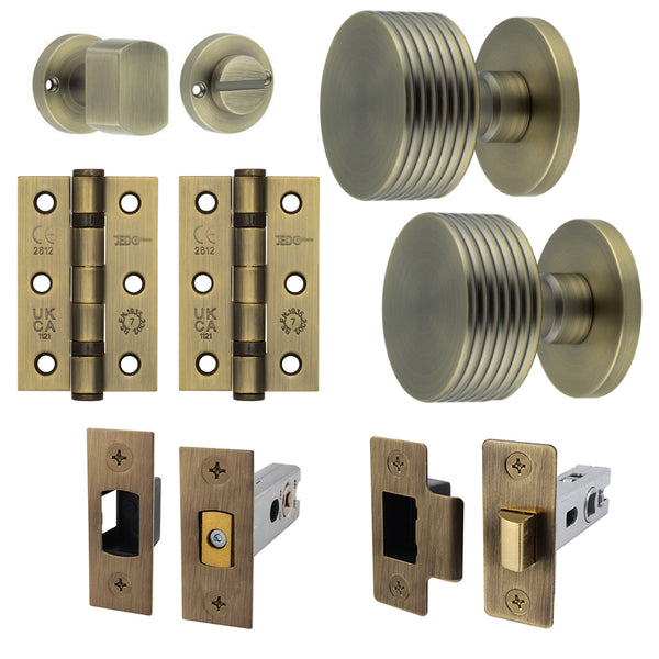 Tangier Antique Brass Mortice Door Knob Kit - 76mm Bathroom Deadbolt - tradefit - Featured Image
