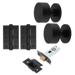 Tangier Matt Black Mortice Door Knob Kit - 76mm Latch - tradefit - 1