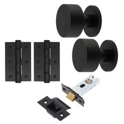 Tangier Matt Black Mortice Door Knob Kit - 76mm Latch - tradefit