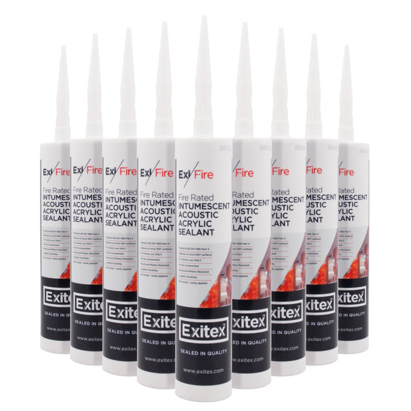 Fire Rated Intumescent Acoustic Acrylic Sealant - 310ml - Pack of 12 - Brown - tradefit - Featured Image