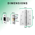 Euroda - Plus Polished Chrome Fire Door Handle Pack - Latch - FD30/60 - tradefit - 5