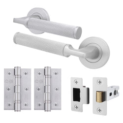 Mode - Grip Satin Chrome Lever on Rose Door Handle Pack - Latch - tradefit