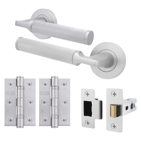 Mode - Grip Satin Chrome Lever on Rose Door Handle Pack - Latch - tradefit - Featured Image