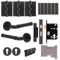 Santana Matt Black Lever on Rose Door Handle Kit - Medium Duty FD30/60 - 80mm Euro Sashlock and Double Cylinder - Keyed Alike