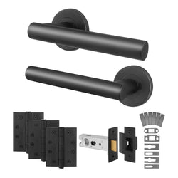 Vigo Matt Black Lever on Rose Door Handle Kit - Medium Duty FD30/60 - 76mm Latch
