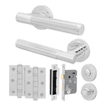 Aurora Polished Chrome Lever on Rose Door Handle Kit - 64mm Bathroom Lock - 1