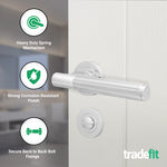 Aurora Polished Chrome Lever on Rose Door Handle Kit - 64mm Bathroom Lock - tradefit - 2