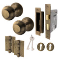 Beehive Antique Brass Mortice Door Knob Kit - 80mm Sashlock