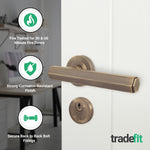 Moreno Antique Brass Lever on Rose Door Handle Kit - Medium Duty FD30/60 - 80mm Euro Sashlock and Thumbturn Cylinder - Keyed to Differ - tradefit - 2