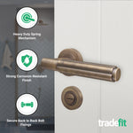 Flores Antique Brass Lever on Rose Door Handle Kit - 64mm Bathroom Lock - tradefit - 2