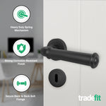 Claro Matt Black Lever on Rose Door Handle Kit - Sashlock - tradefit - 2